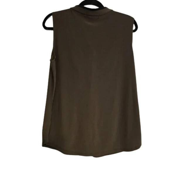 Liz McCoy Olive Green and Black Blouse with Ruffled front - Picture 3 of 5